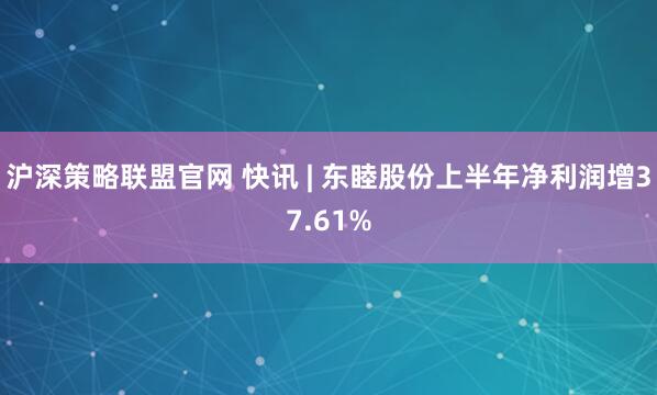 沪深策略联盟官网 快讯 | 东睦股份上半年净利润增37.61%