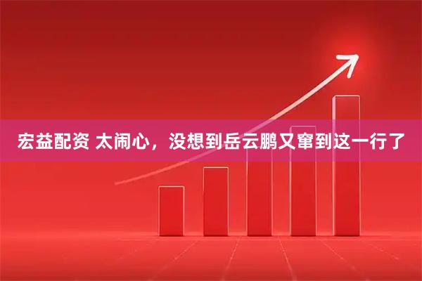宏益配资 太闹心，没想到岳云鹏又窜到这一行了