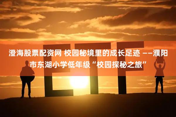 澄海股票配资网 校园秘境里的成长足迹 ——濮阳市东湖小学低年级“校园探秘之旅”