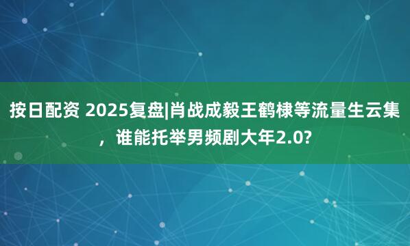 按日配资 2025复盘|肖战成毅王鹤棣等流量生云集，谁能托举男频剧大年2.0?