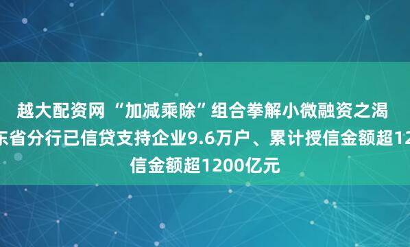 越大配资网 “加减乘除”组合拳解小微融资之渴 建行山东省分行已信贷支持企业9.6万户、累计授信金额超1200亿元