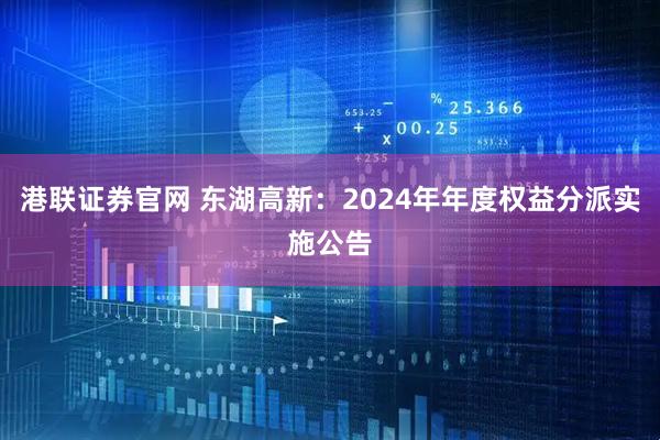 港联证券官网 东湖高新：2024年年度权益分派实施公告