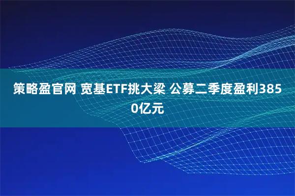 策略盈官网 宽基ETF挑大梁 公募二季度盈利3850亿元